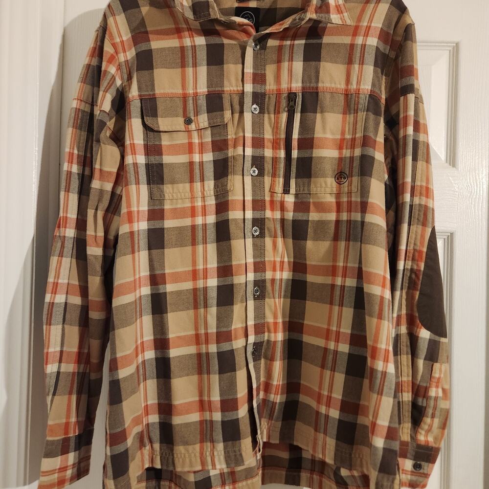 Wrangler ATG Men's Jacket Elbow Patches Brown Plaid L